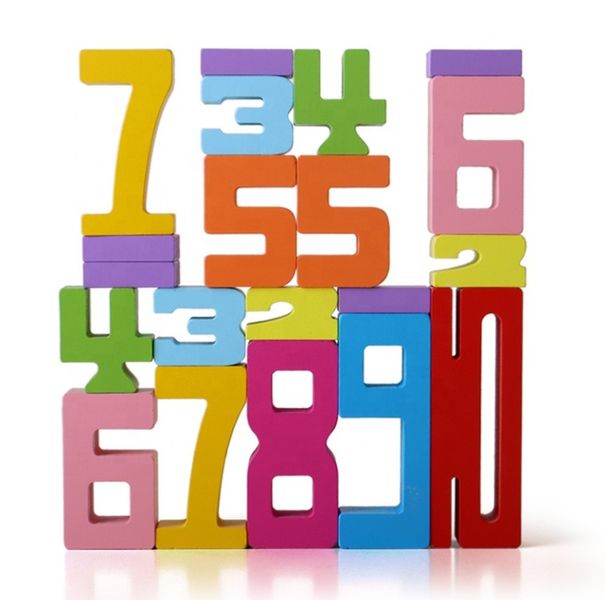 11 Piece - Toddler Wooden Number Puzzle Blocks With Box - Multicolor