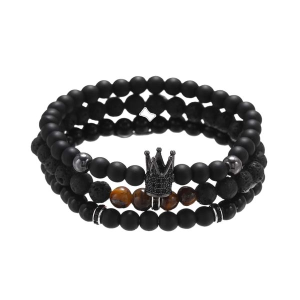 Men's Crown Beaded Bracelet Set