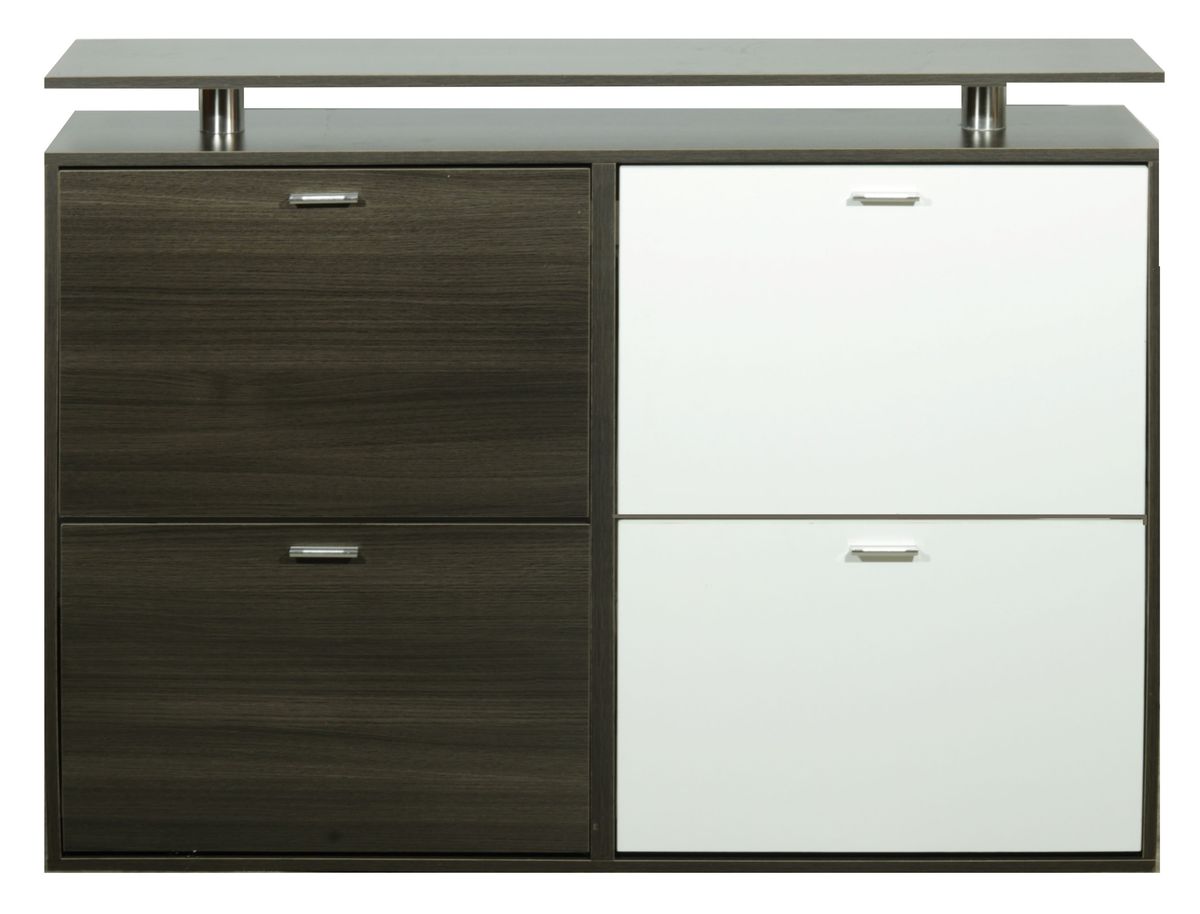 Hazlo 4 Door Tier Hanging Shoe Storage Organizer White Walnut