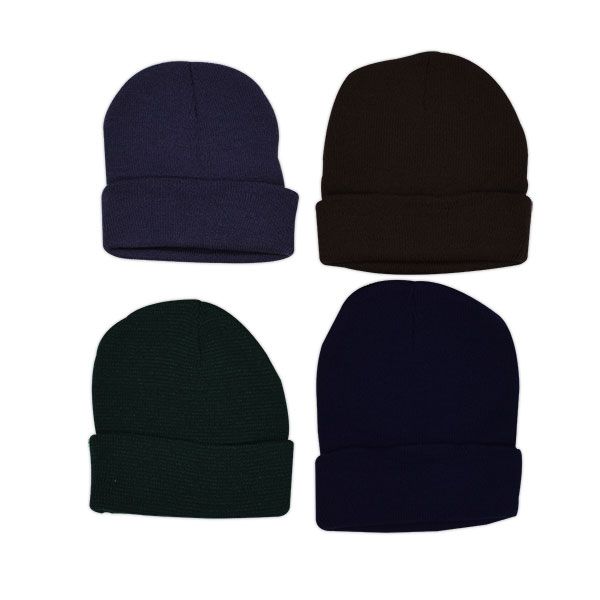 4-Pack Dark Knitted Beanies