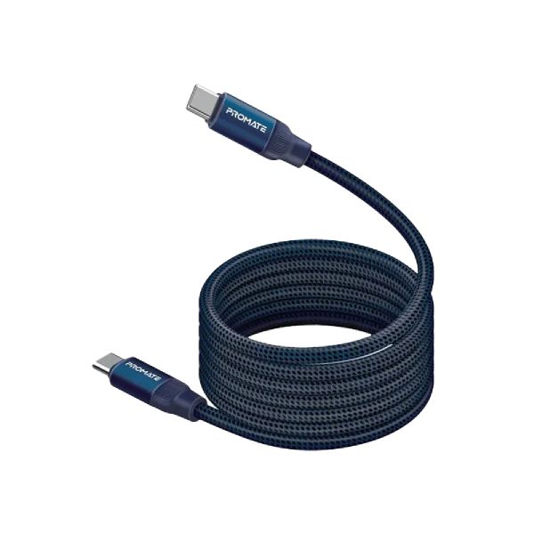 Promate Springy 60W Self-Organizing Magnetic USB-C Cable - Blue