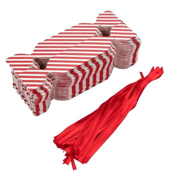 30-Piece Christmas Candy Cane Striped Gift Boxes - Red &amp; White