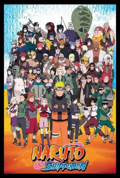 Naruto Shippuden - Cast Poster with Black Frame
