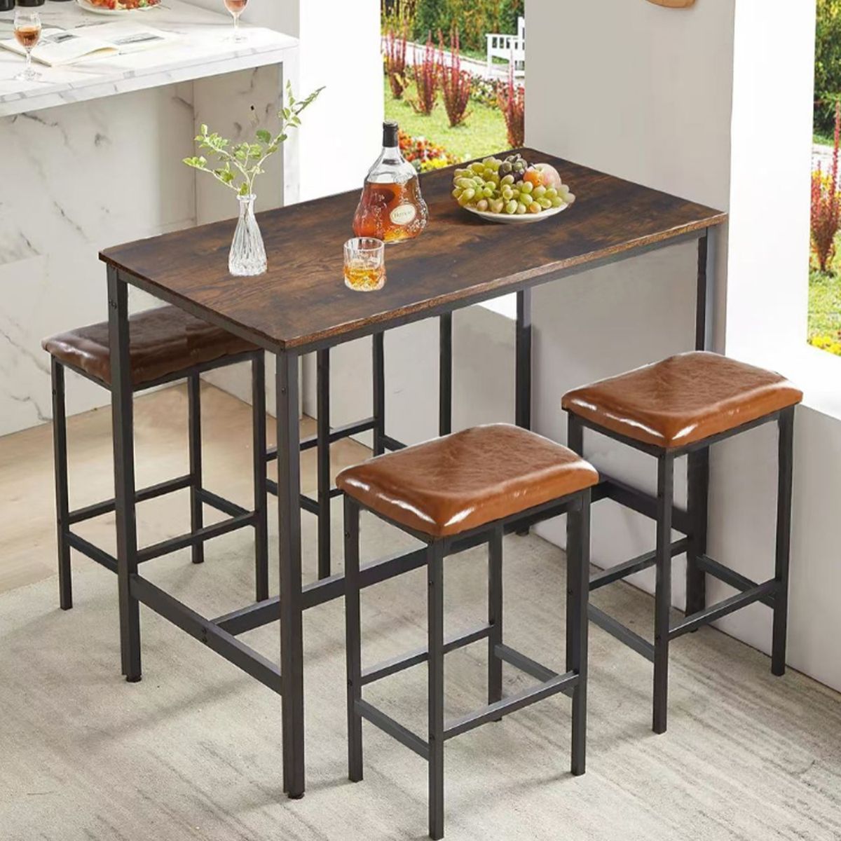 Bar Table Stool Set Home Dining Room Table Chairs Kitchen Counter Bench