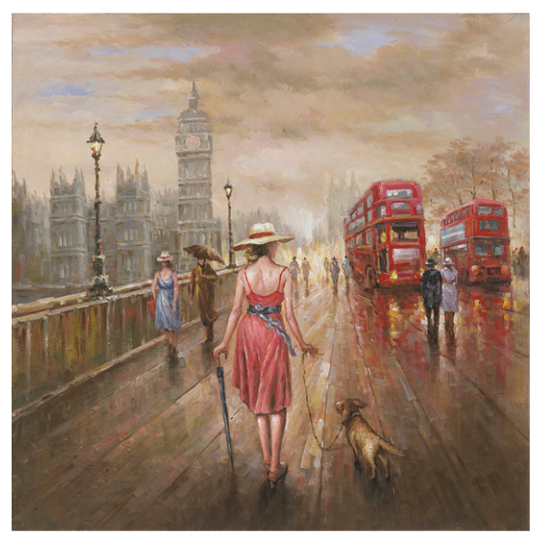 Painted Canvas - Street Scene - London Bus I - 1000mmx1000mm