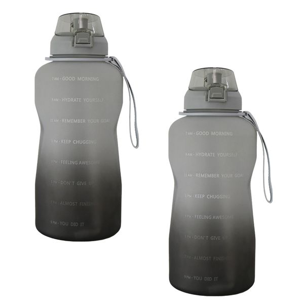 Maisonware 3.8L Giant Motivational Water Bottle Grey - 2 Pack