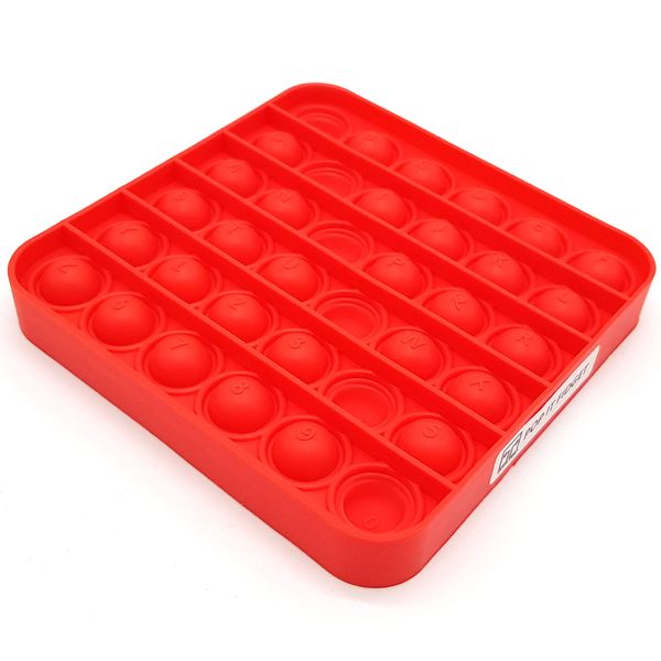 BUFFTEE Pop It Fidget Toy -Alphabet Push Popping Game - Red Square