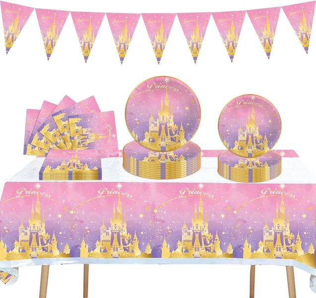 Birthday Party Table setting DIY Decoration Set - Purple Princess