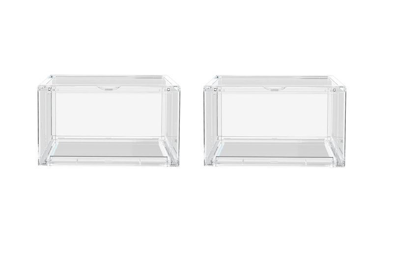 2 Stackable Clear Acrylic Shoe Storage Box - Container for Sneaker Display