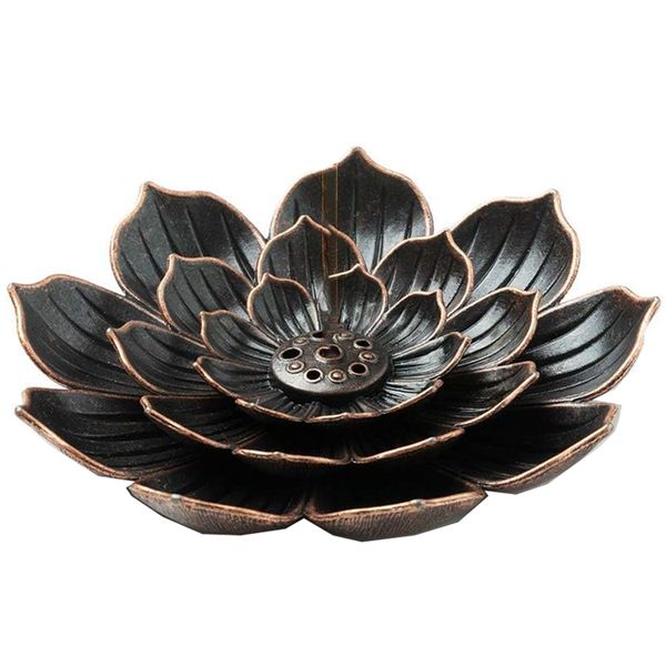 Brass Lotus Incense Holder For Sticks with Ash Catcher