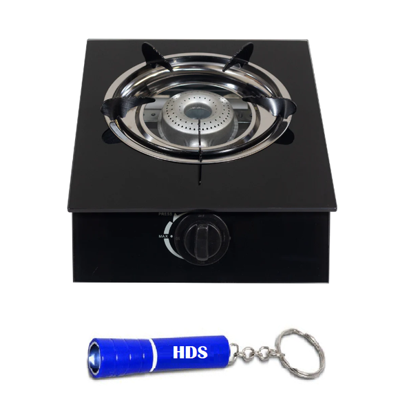 Aruif RH-2003 Glass single gas stove with HDS Branded Keyring Torch
