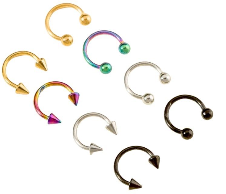 Set of 8 Horseshoe Circular Barbell Piercings Mixed Colours Shop