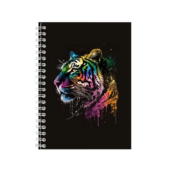 Watercolor Tiger Solid Black Notebook Art Gift Idea Notepad Pad 116