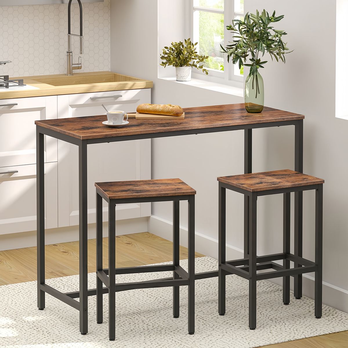 Bar Table and Large Bar Table with 2 Stools for Bars And Restaurants