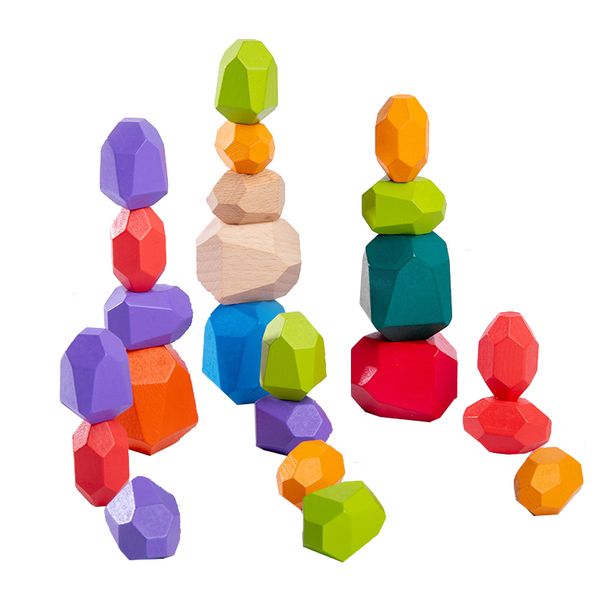 iKids Wooden Building Gems 24 Rainbow