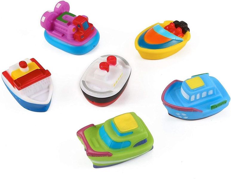 Cute Design Floating Boat Squirting Bath Toy - 6 Piece