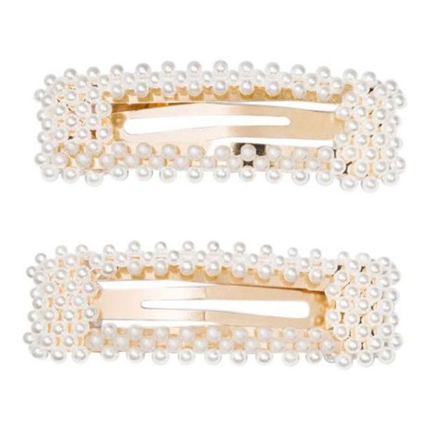 Ladies Pearls Rectangle Hair Clip x 2 Hairclips
