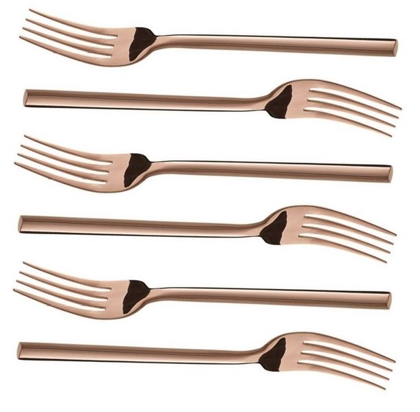 Cake Fork 6pc Square Handle Colours Stainless Steel.