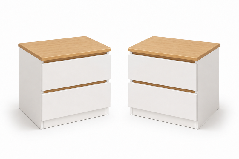 Jinsley Double 2 Drawer Nightstand Bedside Table