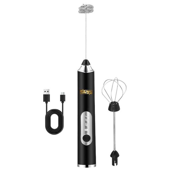 Electric Milk Frother USB Rechargeable Handheld Foamer with Double Whisks