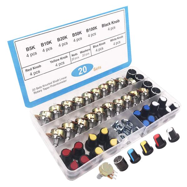 Tool 60pc Linear Knob Terminal Rotary Potentiometer with Nuts &amp; Washers