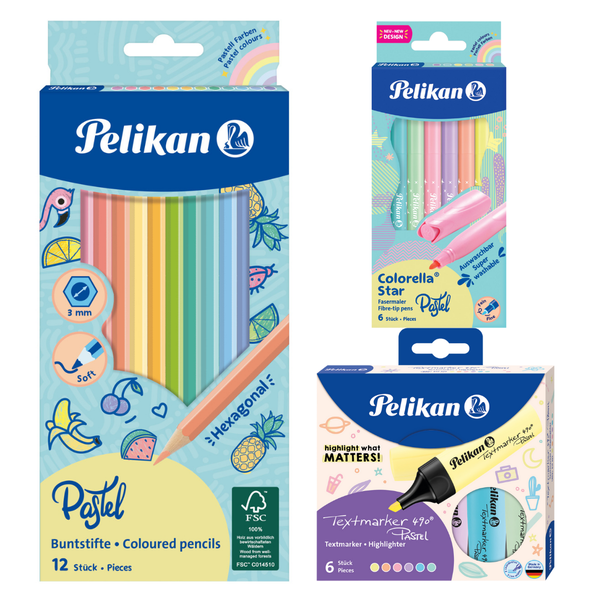 Pelikan Pastel Craft Pack for Kids, Colour Pencils, Markers &amp; Fibre Pens