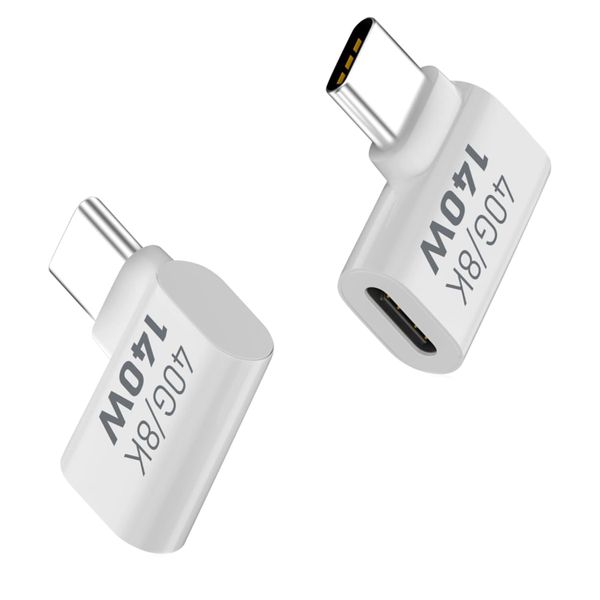 2pc USB C Male to Female 90 Degree Right Angle 140W Type C Extender Adapter