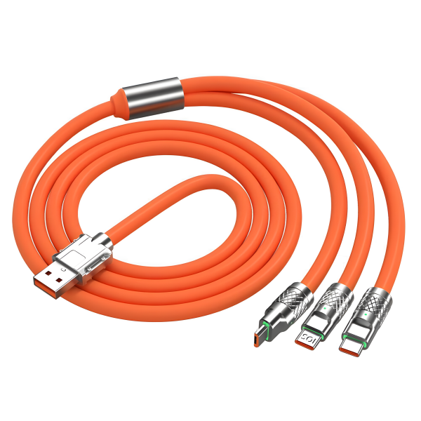 3 in 1 Orange Fast Charger Cable