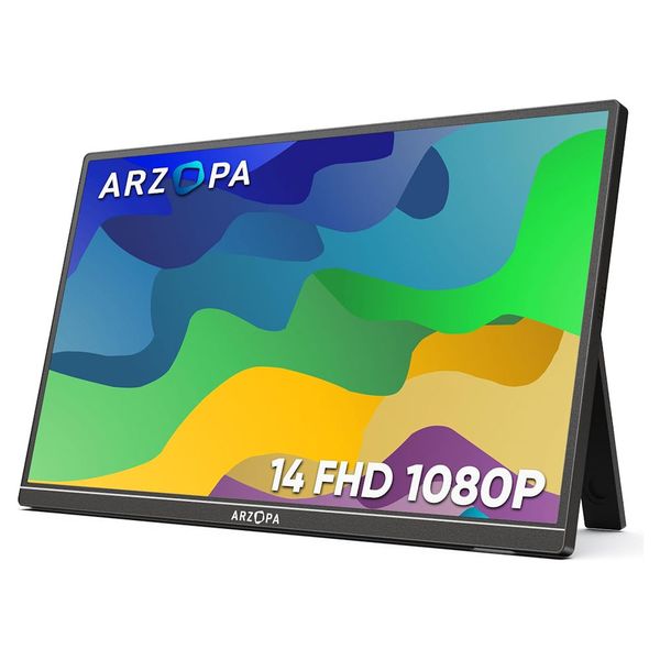Arzopa - 14" Full HD 1080P IPS Screen - Portable Monitor with Stand