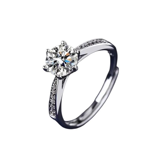 Women's Six-Claw Synthetic Zirconia Engagement Ring