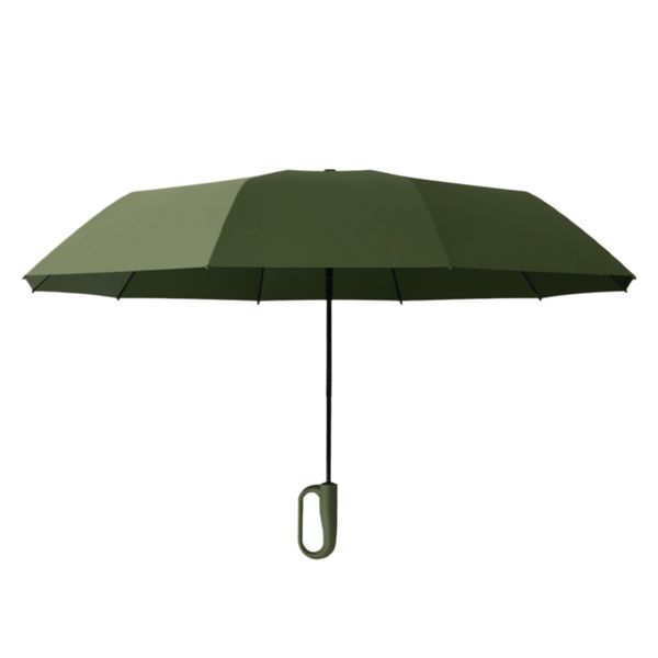 Travel Auto-Fold Umbrella with Carabiner Handle &amp; Widened Fastener Strip