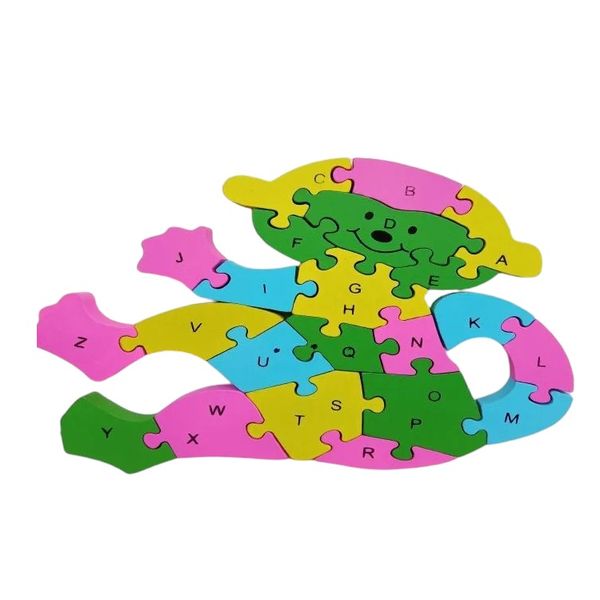 26-Piece Wooden Monkey Jigsaw Puzzle Alphabet Learning Toy