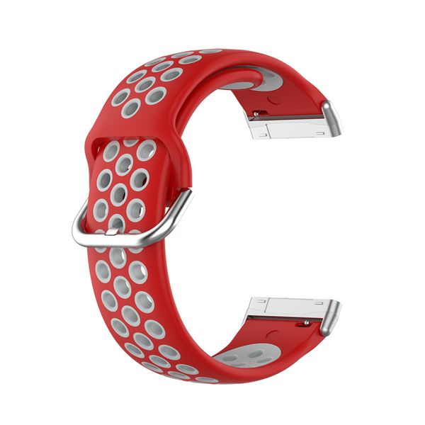 Silicone Sports Strap for Fitbit Versa 3 / Versa 4 -Red &amp; Grey