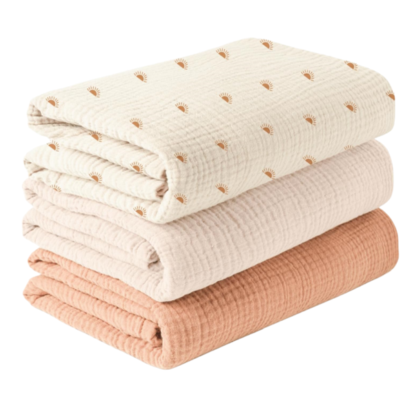 3 Pack Newborn Receiving Blanket 38x40'' Muslin Swaddle Blankets