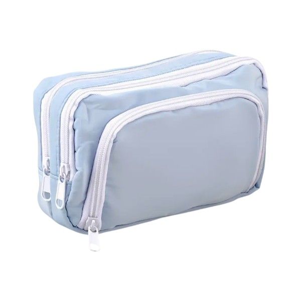 Large Capacity Stationery Bag With Multiple Storage Compartments -Baby Blue
