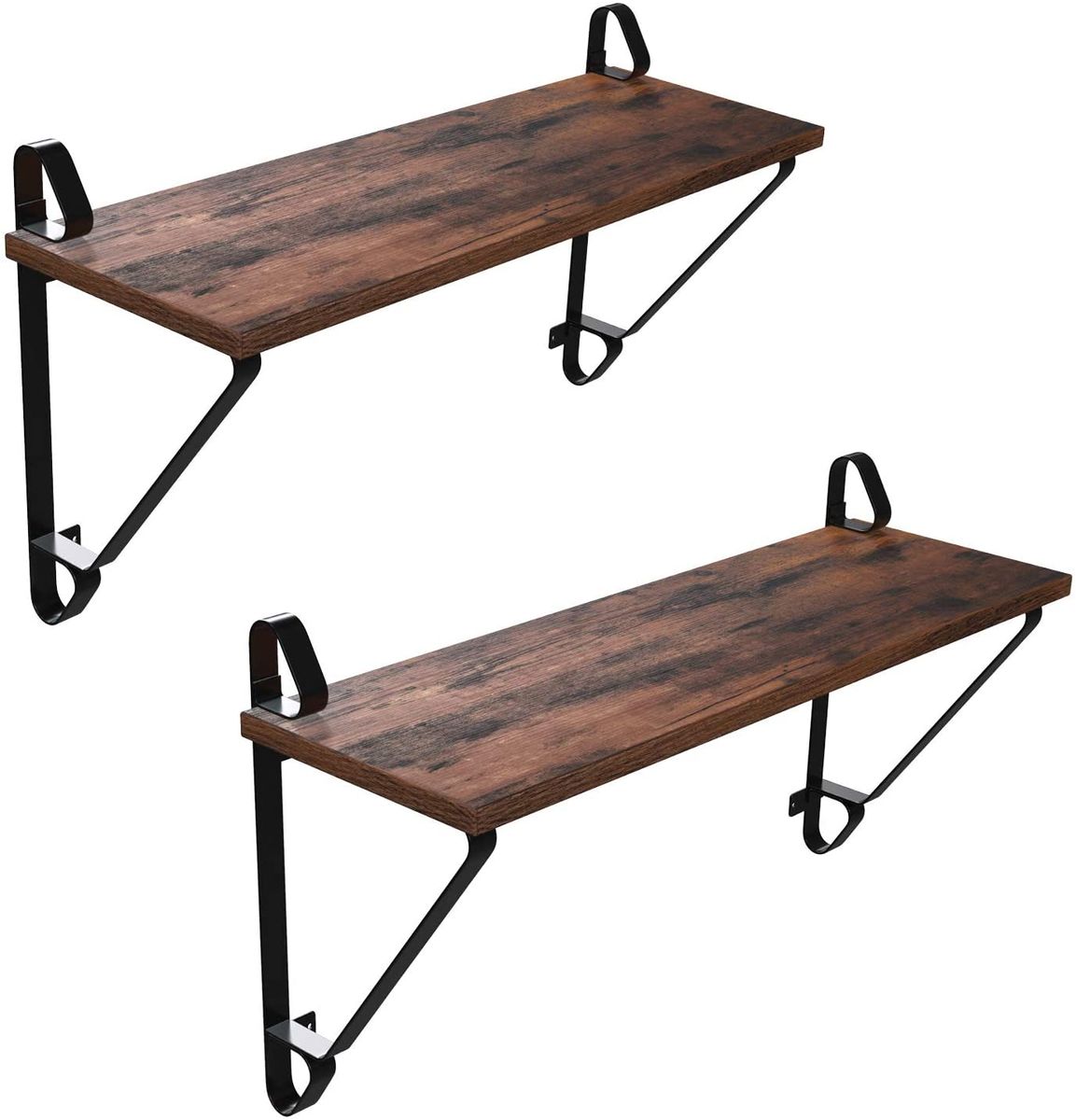 Lifespace Rustic Industrial Floating Display Shelf Set - 2 shelves