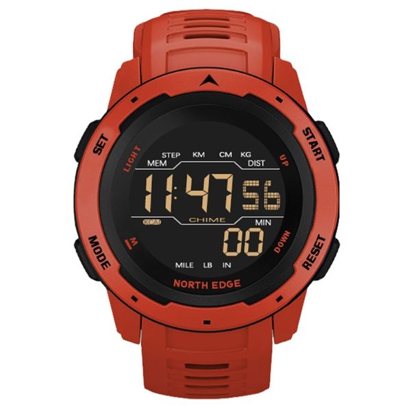 North Edge MARS Men's Outdoor TPU Strap Sports Digital Watch Red