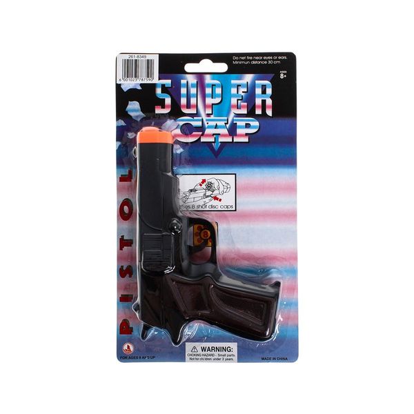 Toy Hand Cap Gun 8 Shot 18cm - 12 Pack