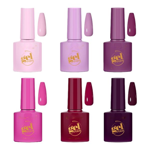 UV Gel Nail Polish -Set of 6 (Pretty Purples)