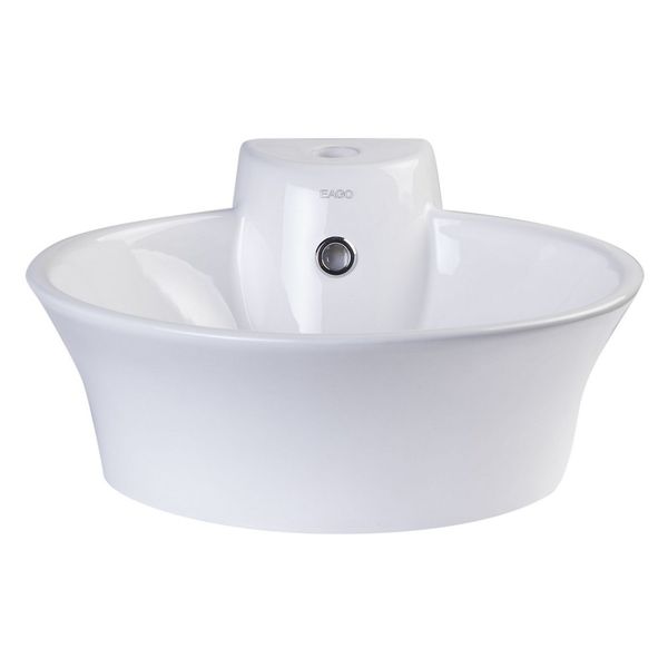 EAGO BA121 Round Ceramic Above Mount Bath Sink with Single Faucet Hole
