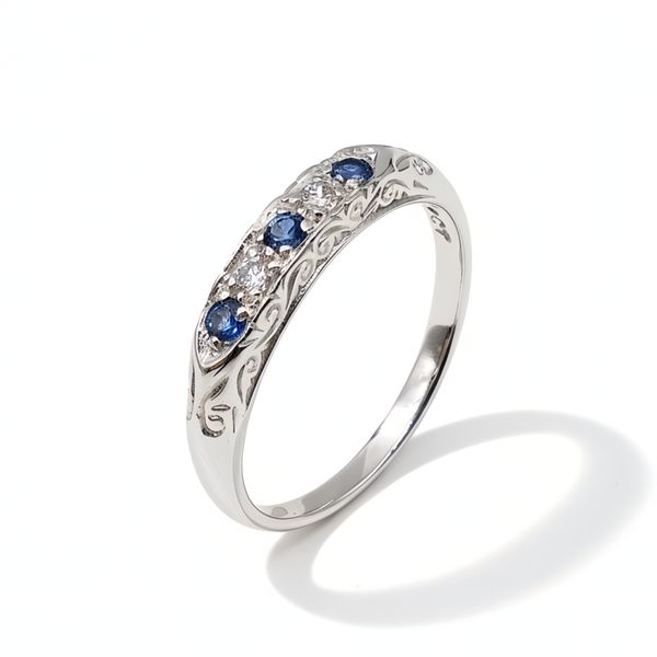 Morrisons Georgie 9k White Gold Natural Blue Sapphire Diamond Ring