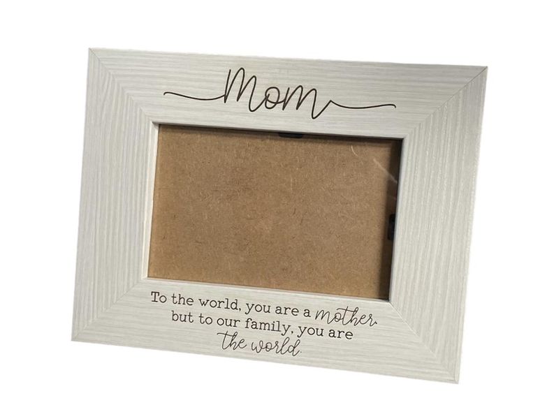 Engraved White Wooden Picture / Photo Frame Gift - Mom