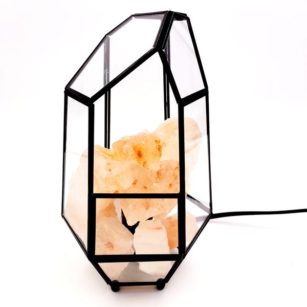 Liviza Himalayan Natural Crystal Salt Lamp With Square Lanterns Holder