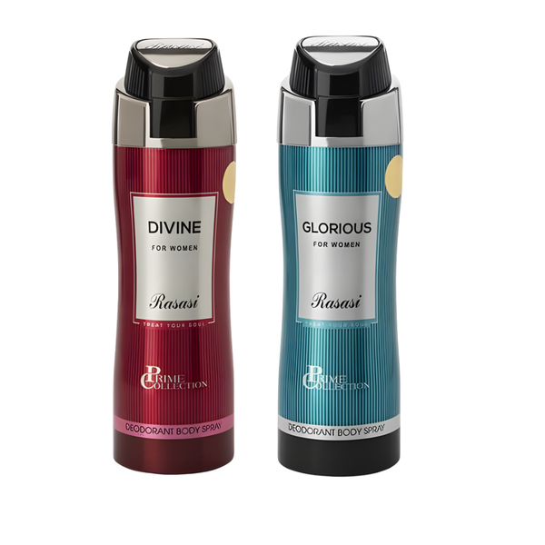 Rasasi - DEO PRIME DIVINE &amp; PRIME GLORIOUS 200ml Body Spray Bundle -For Her