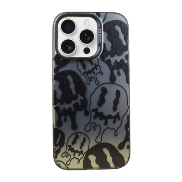 Melted Smiley Phone Case Compatible with iPhone 16 Pro - Silver