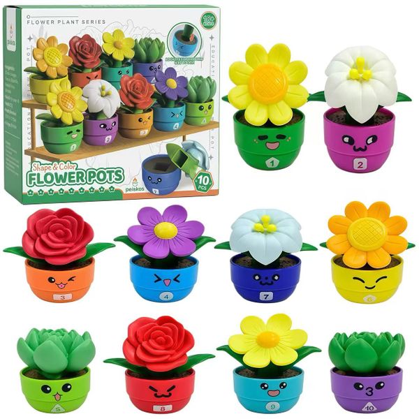 Peiskos Shape &amp; Color Garden Learning Building Sensory Toy Set forToddlers