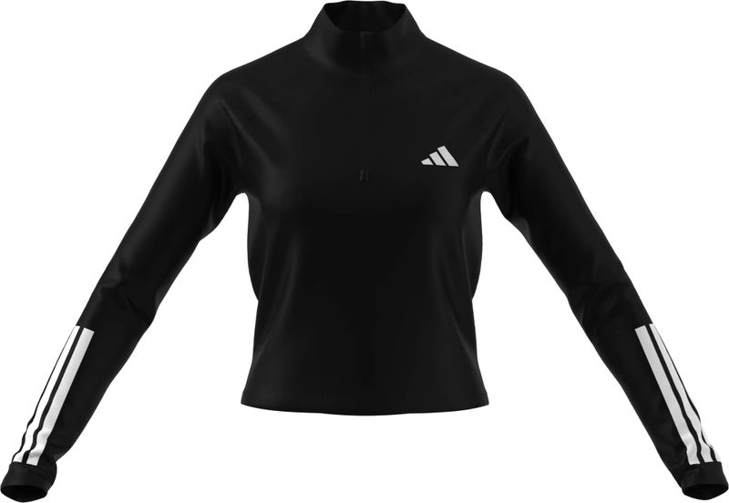 adidas Women's Hyperglam 3-Stripes Emboss 1/4 Zip Cover Up - Black