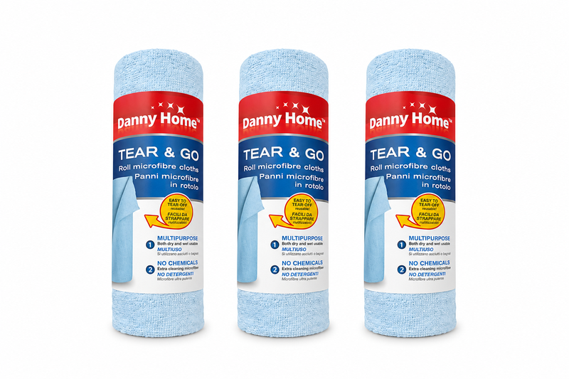 Danny Home TEAR &amp; GO Microfibre Cloth Roll - 3 Pack Value Set