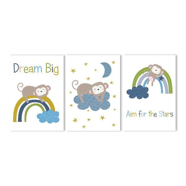 Canvas Nursery Wall Art: Dream Big, Aim for the Stars Little Monkey