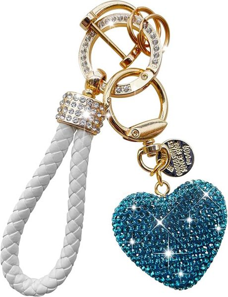 Crystal Keychain with Sparkly Rhinestones Heart Shape, Pretty Key Chains